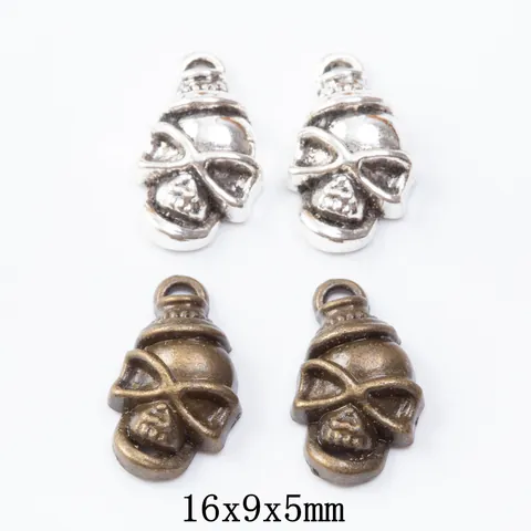 Vintage Zinc Alloy Skull Pendant Charms DIY Jewelry Making Accessories For Necklaces Bracelets Gothic Punk Style Small Metal Skull Charms