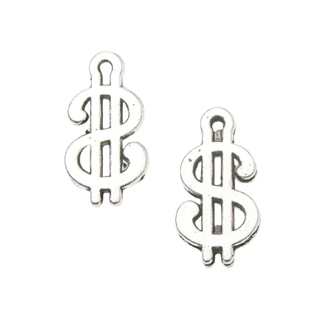 Vintage Alloy Dollar Sign Pendants DIY Jewelry Making Metallic Money Symbol Charms For Necklace Bracelet Earrings Accessories 17x9mm