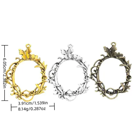 Vintage Alloy Flower Wreath Frame Pendants For DIY Jewelry Making Accessories Retro Hollow Leaf Butterfly Design Charms