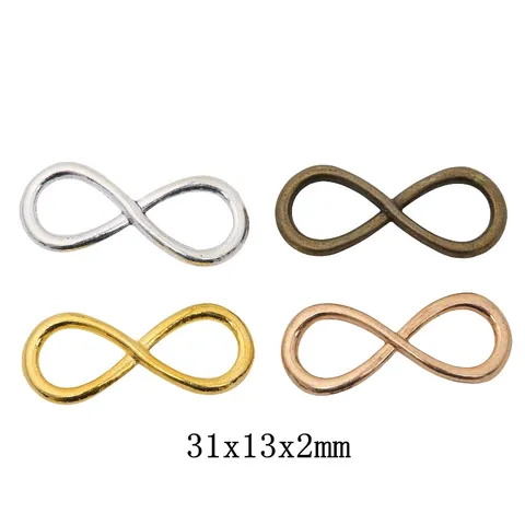 Vintage Alloy Infinity Symbol Connectors For DIY Bracelet Necklace Making Metal Figure Eight Charms Jewelry Findings Accessory