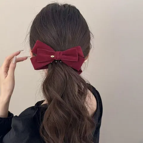 Große Samt Schleife Haarklaue Clip Elegante Wildleder Stoff Kopfbedeckung Mit Metall Love Tag Vintage Haarschmuck Für Damen