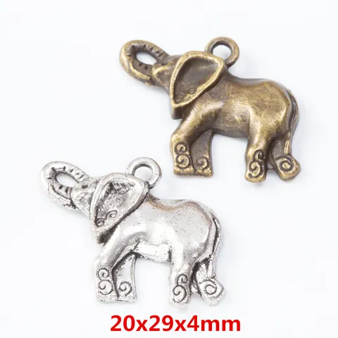 Breloques Éléphant en Alliage Vintage pour la Fabrication de Bijoux DIY Pendants Animaux Plaqué Bronze Argent Antique Sans Plomb Ni Nickel