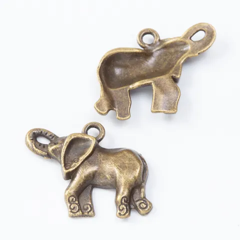 Breloques Éléphant en Alliage Vintage pour la Fabrication de Bijoux DIY Pendants Animaux Plaqué Bronze Argent Antique Sans Plomb Ni Nickel