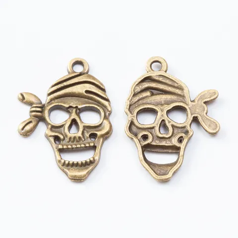 Retro Zinc Alloy Skull Pirate Pendant Antique Finish Skeleton Charm DIY Jewelry Making Accessories For Halloween Crafting