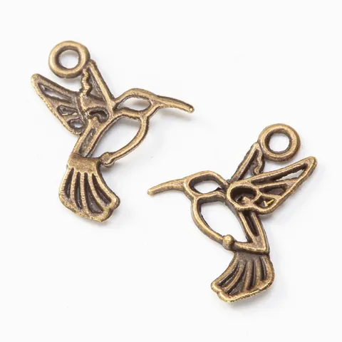 Vintage Alloy Hummingbird Hollow Charms For DIY Jewelry Making Accessories Antique Bronze Silver Rose Gold Bird Pendants