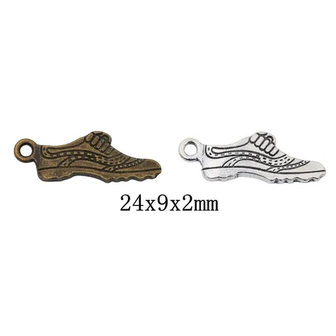 Vintage Zinc Alloy Sneaker Shoe Charms Pendants For DIY Jewelry Making Antique Silver Bronze Metal Shoe Shape Craft Accessories