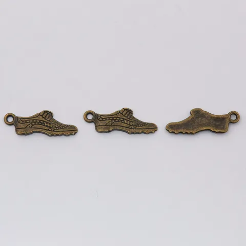 Vintage Zinc Alloy Sneaker Shoe Charms Pendants For DIY Jewelry Making Antique Silver Bronze Metal Shoe Shape Craft Accessories