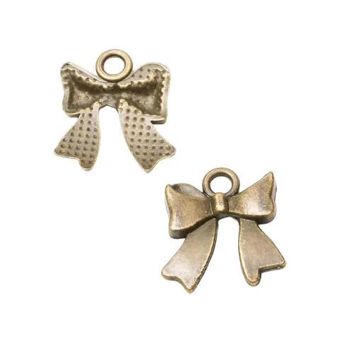 Vintage Zinc Alloy Bow Knot Charms For DIY Jewelry Making Antique Bronze Silver Metal Pendants For Necklace Handcraft Supplies