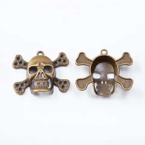 Vintage Zinc Alloy Skull Crossbones Charms Pendants For DIY Jewelry Making Antique Bronze Silver Gold Gothic Halloween Decoration