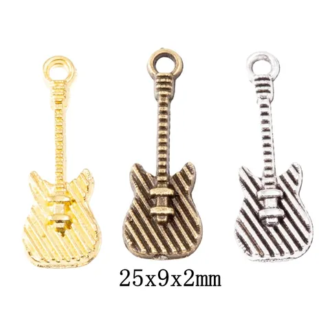 DIY Zinc Alloy Electric Guitar Pendant Charms For Jewelry Making Bracelet Necklace Findings Craft Vintage Musical Instrument Accessories