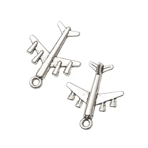 Vintage Zinc Alloy Airplane Pendants For DIY Jewelry Making Aircraft Charms Craft Accessories 27x22mm Aviation Mixed Colors