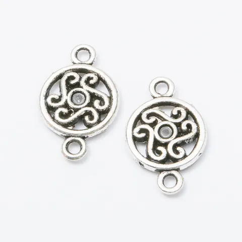 Vintage Alloy Round Hollow Floral Charms Double Loop Jewelry Connectors Gold Antique Silver Bronze For DIY Jewelry Making Necklaces Earrings