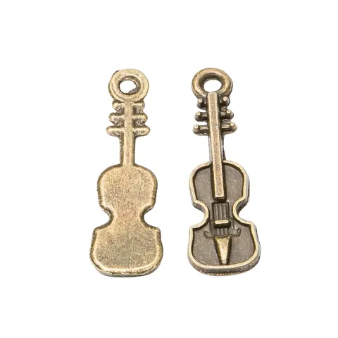 Vintage Zinc Alloy Violin Musical Instrument Charms For DIY Jewelry Making Retro Pendants Bronze Gold Silver Style Accessory