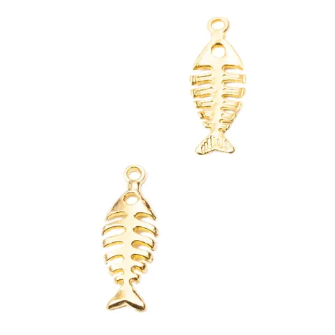 Vintage Alloy Fishbone Charms For DIY Jewelry Making Pendants Bronze Gold Silver Skeleton Fish Charms For Necklace Bracelet Making