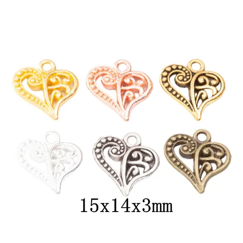 Vintage Hollow Heart Alloy Charms Scroll Texture Metal Pendants For Jewelry Making DIY Necklace Bracelet Accessories Women