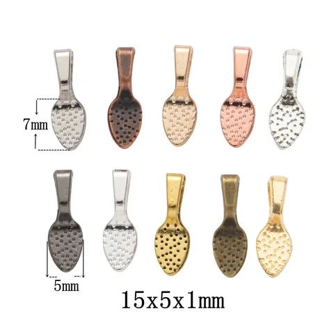 Vintage Zinc Alloy Leaf Shape Glue On Pendant Bails Retro Jewelry Finding Connectors For DIY Necklace Making Accessories