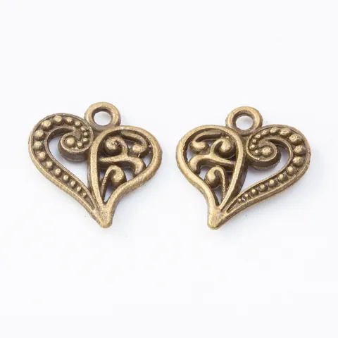 Vintage Hollow Heart Alloy Charms Scroll Texture Metal Pendants For Jewelry Making DIY Necklace Bracelet Accessories Women