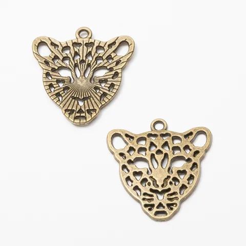 Vintage Zinc Alloy Leopard Head Pendants Hollow Out Animal Charms For DIY Jewelry Making Accessories Retro Findings