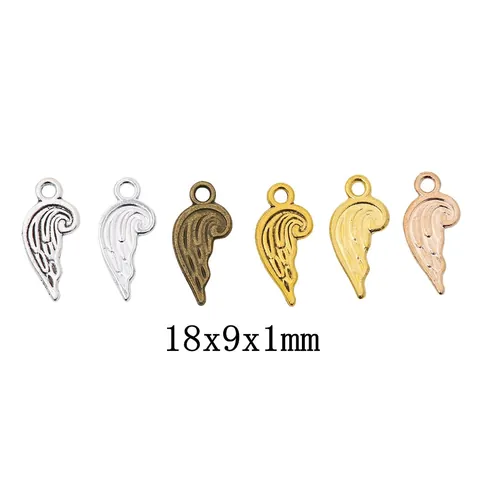 Vintage Zinc Alloy Wing Charms Feather Pendants For DIY Jewelry Making Accessories Antique Silver Bronze Gold Craft Findings