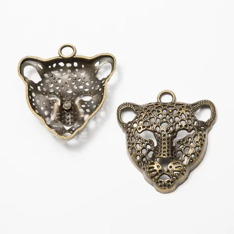 Retro Zinc Alloy Hollow Leopard Head Pendant DIY Jewelry Making Findings Accessory Antique Gold Silver Bronze Leopard Charms