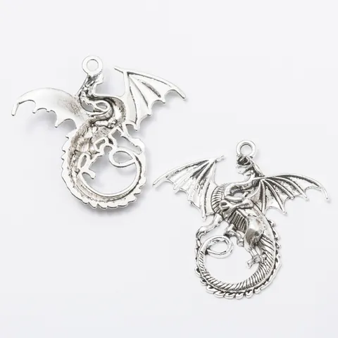 Vintage Alloy Flying Dragon Pendant Charm For DIY Necklace Bracelet Jewelry Making Accessories Western Dragon Relief Decor
