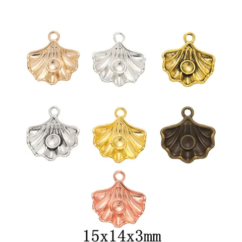 Retro Alloy Scallop Shell Pendants For DIY Jewelry Making Electroplated Metallic Charms For Necklaces Bracelets Earrings