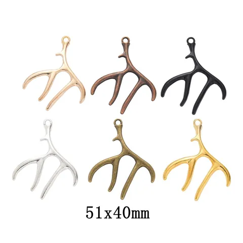 Pendentifs en Alliage de Bois de Cerf Vintage pour Accessoires de Fabrication de Bijoux DIY Bronze Antique Or Argent Noir
