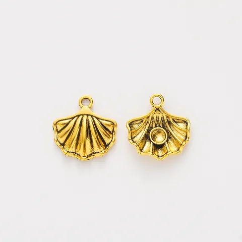Retro Alloy Scallop Shell Pendants For DIY Jewelry Making Electroplated Metallic Charms For Necklaces Bracelets Earrings