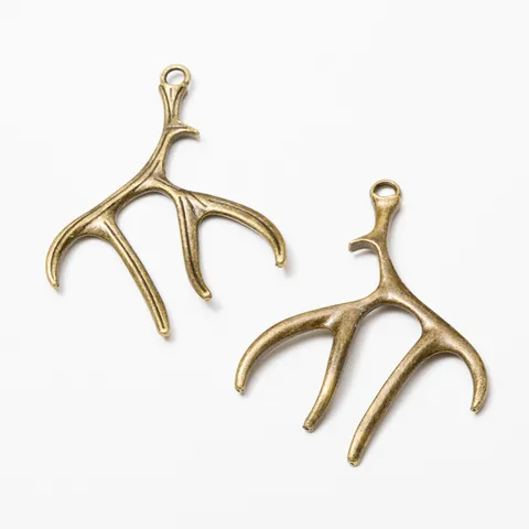 Pendentifs en Alliage de Bois de Cerf Vintage pour Accessoires de Fabrication de Bijoux DIY Bronze Antique Or Argent Noir