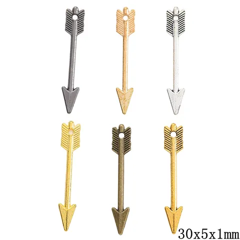 Dijes de Flecha de Aleación Vintage para Creación de Joyería DIY Oro Antiguo Plata Bronce Metal Punta de Flecha Pluma Accesorios