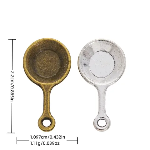 Vintage Alloy Mini Frying Pan Charms For DIY Jewelry Making Antique Bronze Silver Miniature Wok Pendants Craft Supplies