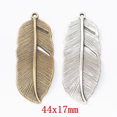Vintage Alloy Feather Charms Leaf Pendants DIY Jewelry Making Accessories Antique Bronze Silver Plated For Crafting Jewelry