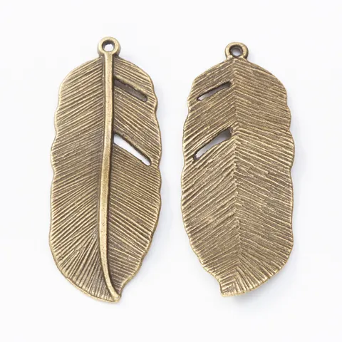 Vintage Alloy Feather Charms Leaf Pendants DIY Jewelry Making Accessories Antique Bronze Silver Plated For Crafting Jewelry