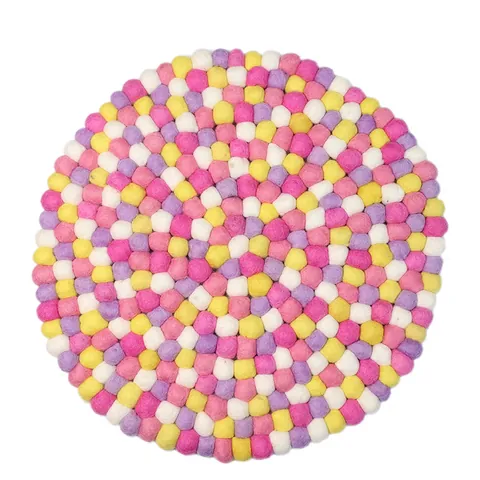 Handmade Wool Felt Ball Seat Cushion Round Square Ethnic Style Colorful Pom Pom Chair Pad For Bay Window Home Decoration