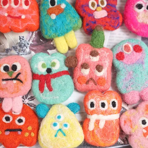 Handmade Wool Felt Little Monster Brooch Cute Cartoon Plush Pin Clothing Accessories Gift For Kids Women Unisex Jewelry