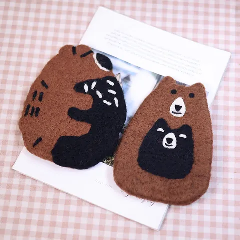 Cute Cartoon Bear Felt Coaster Heat Resistant Placemat Soft Brown Animal Placemat For Home Table Decoration Photo Prop