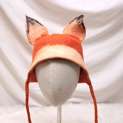 Cappello in Feltro di Lana Fatto a Mano Volpe per Donna Uomo Inverno Caldo Protezione per le Orecchie Motivo Animale