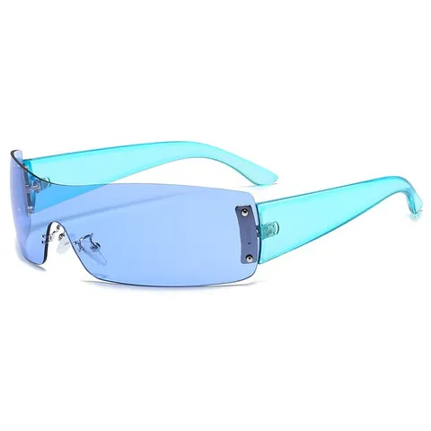 Lunettes de Soleil Y2K Millennium Shield sans Monture Monobloc Sportives Enveloppantes UV400 pour Femmes Hommes Cyberpunk Futuriste