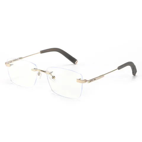 Rimless Blue Light Blocking Glasses Metal Alloy Frame Rectangle PC Lens Anti UV Protection Fashion Business Eyewear