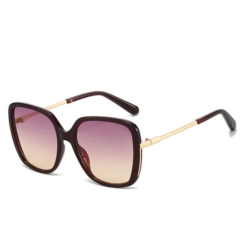 Mode Oversized Quadratische Sonnenbrille Für Damen Herren Metallbügel Verlaufsgläser UV400 Sonnenschutz Vintage Outdoor Brille