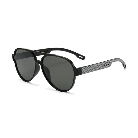 Occhiali da Sole Pilot Polarizzati per Uomo Donna Doppio Ponte Aviator Occhiali da Sole Texture in Fibra di Carbonio Protezione UV400 Sport all'Aperto