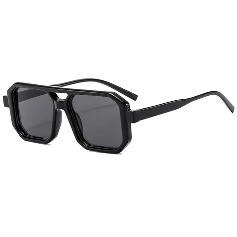 Occhiali da Sole Quadrati a Doppio Ponte Vintage per Uomo Donna Montatura Spessa Protezione UV400 Occhiali Decorativi