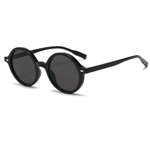 Retro Round Frame Sunglasses Women Men Vintage PC Frame UV400 Protection Fashion Eyewear Classic Metal Rivet Decor Shades