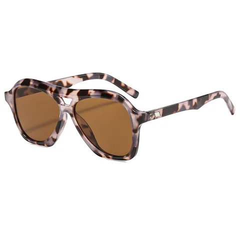 Retro Aviator Sunglasses For Women Men Fashion Vintage Double Bridge Oversized Square Frame PC Lens UV400 Driving Eyewear Fashion Accessories