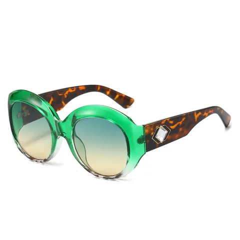 Vintage Oval Large Frame Sunglasses PC Gradient Lens UV400 Protection Rhinestone Decor Fashion Eyewear For Women
