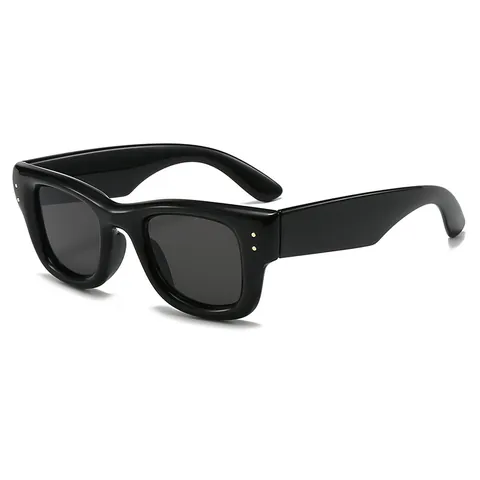 Gafas de Sol Rectangulares de Marco Grueso Vintage Para Mujeres Hombres Material PC Decoración de Remaches Protección UV400 Cuadrado