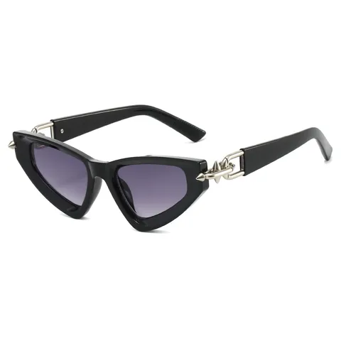 Occhiali Da Sole Alla Moda Occhio Di Gatto Triangolari Donna Uomo Punk Metallo Spike Catena Aste UV400 Retro Hip Hop Personalizzati