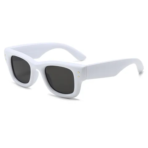 Gafas de Sol Rectangulares de Marco Grueso Vintage Para Mujeres Hombres Material PC Decoración de Remaches Protección UV400 Cuadrado