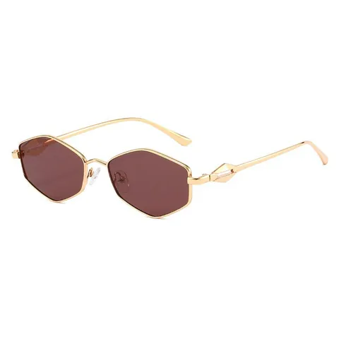 Vintage Hexagonal Kleine Rahmen Sonnenbrille Für Damen Herren Metalllegierung UV400 Schutz Geometrisch Mode Retro Outdoor