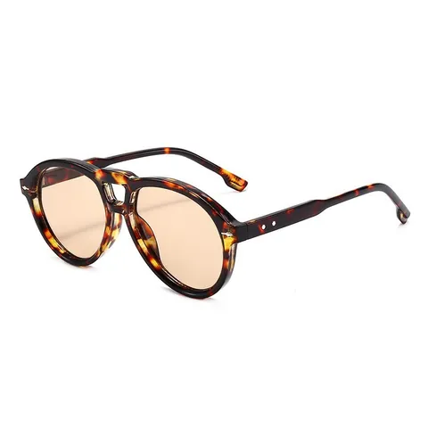Mode Oversize Aviator Sonnenbrille Für Damen Herren Vintage Doppelsteg PC Rahmen AC Gläser UV400 Schutz Nieten Quadratische Sonnenbrille